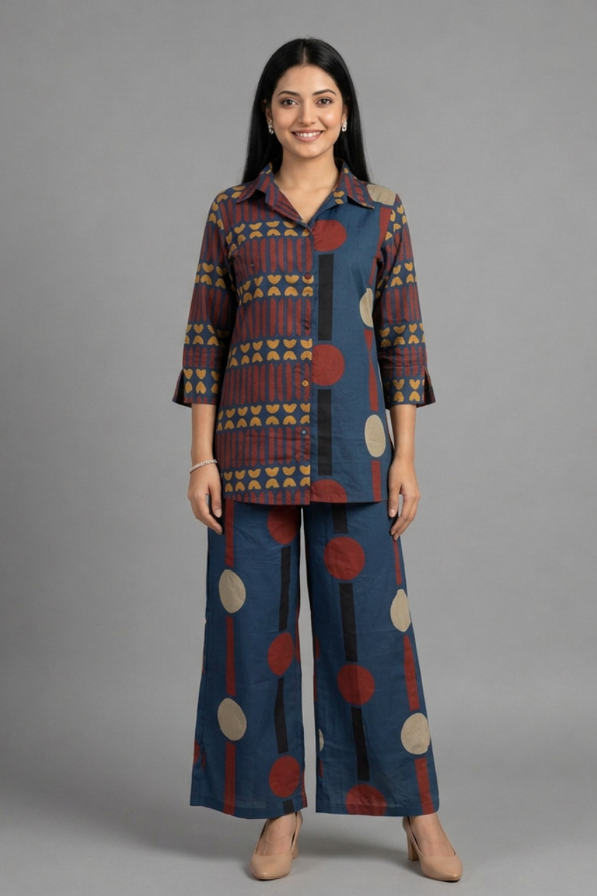 Blue Printed Cotton Co-ord Set