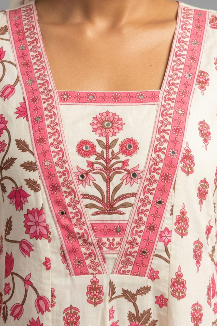 Pure Cotton Printed Kurti Set with Pant & Dupatta