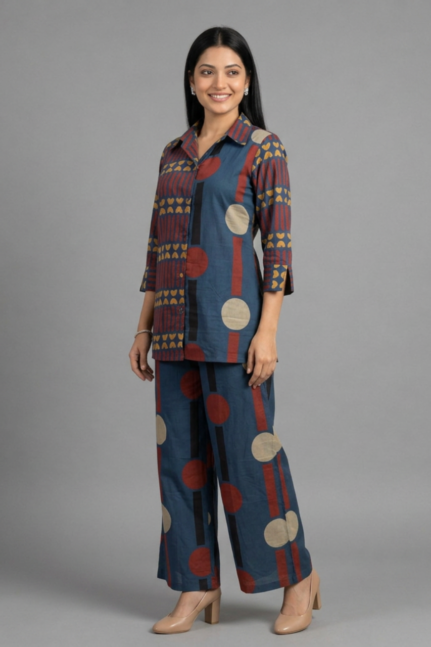 Blue Printed Cotton Co-ord Set