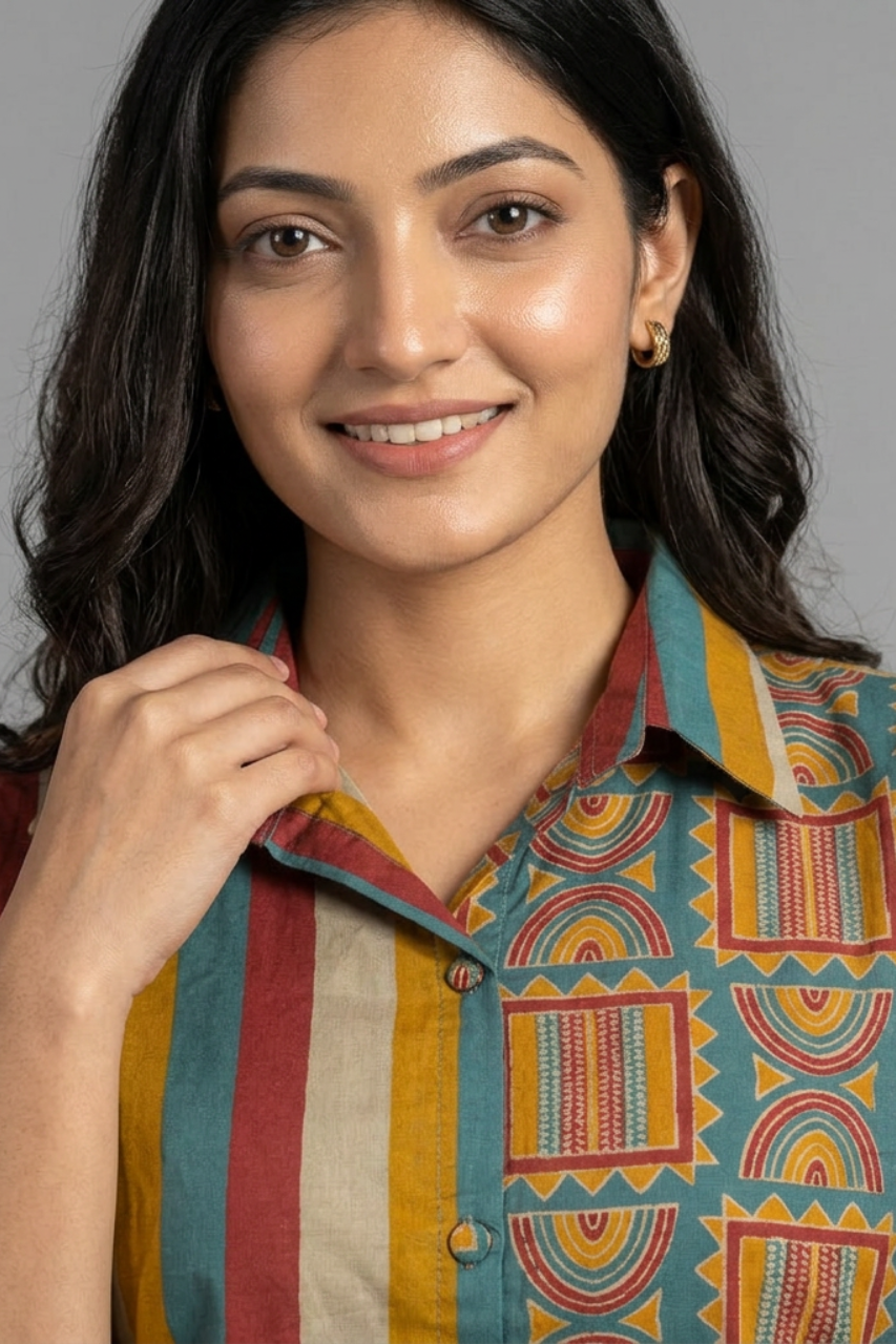 Multicolor Cotton Co-ord Set with Printed Design