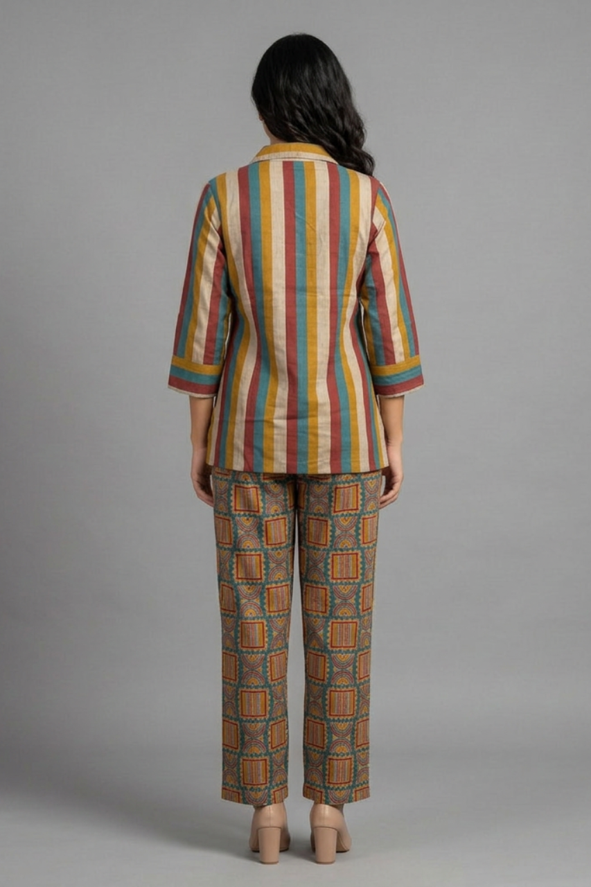Multicolor Cotton Co-ord Set with Printed Design
