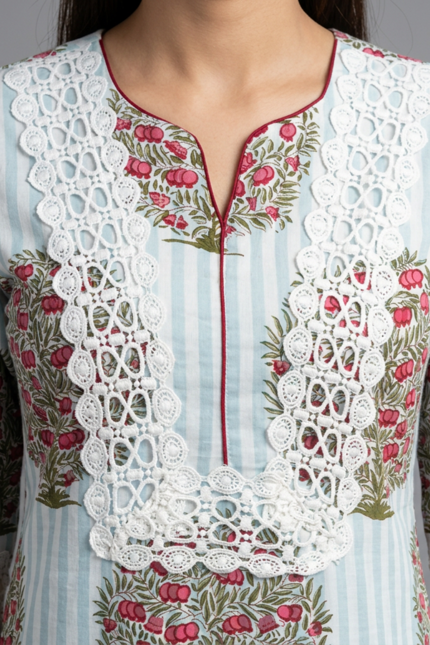 Pure Cotton Printed Short Kurti with Farshi Salwar Set