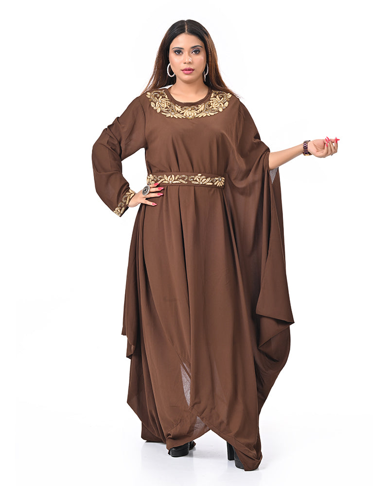 Brown Luxe Embroidered Dress