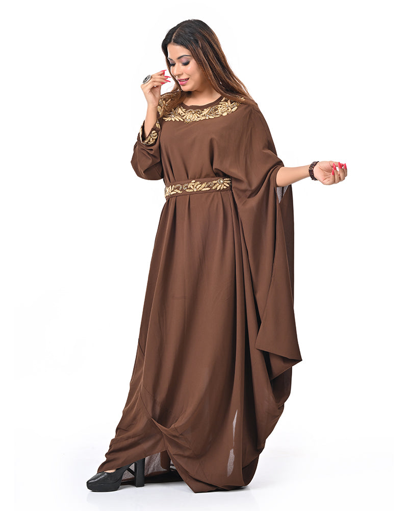 Brown Luxe Embroidered Dress