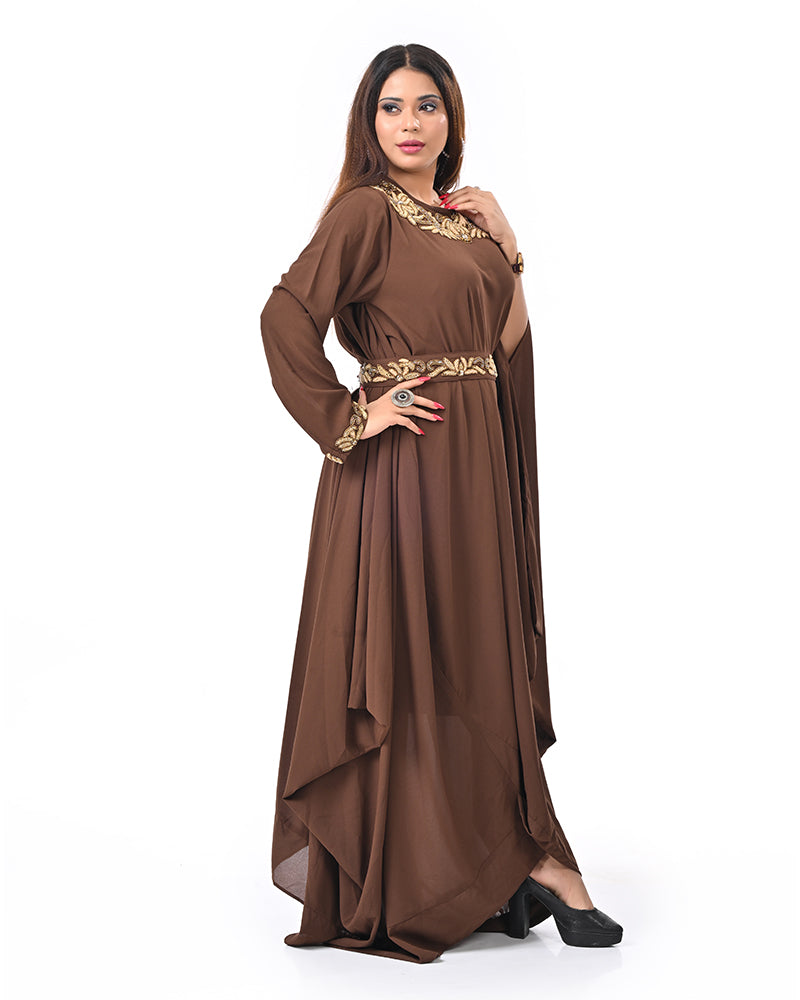 Brown Luxe Embroidered Dress