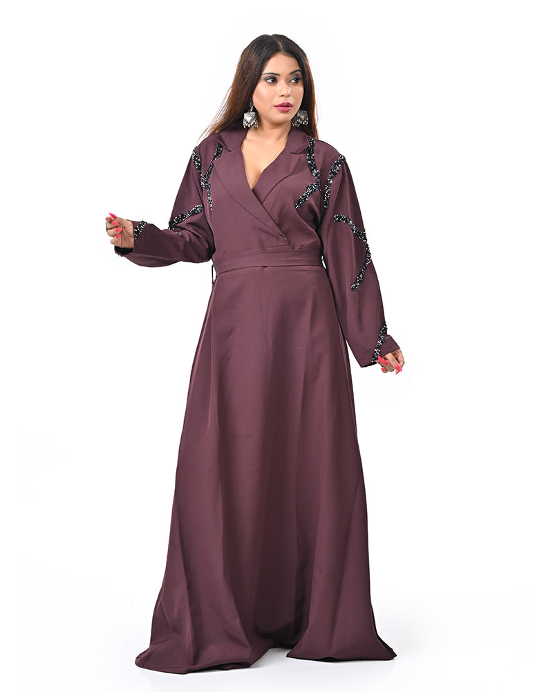Dark Brown Pearl Sleeve Gown