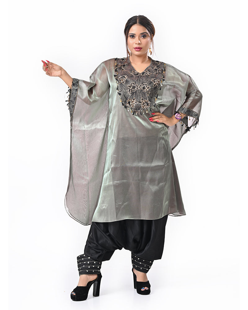 Olive Stone Embroidered Kaftan