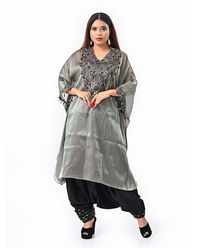 Olive Stone Embroidered Kaftan
