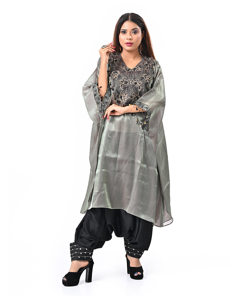 Olive Stone Embroidered Kaftan