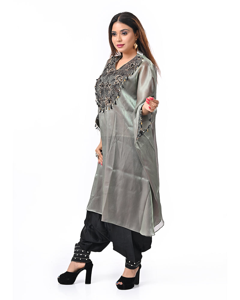 Olive Stone Embroidered Kaftan