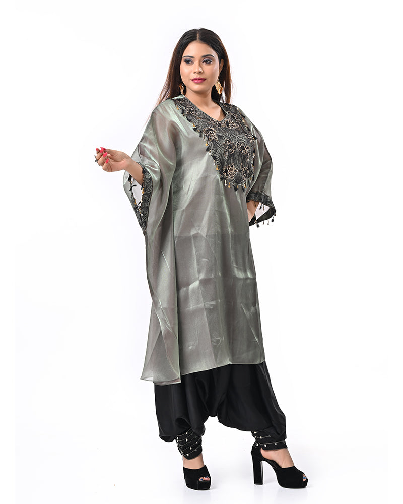 Olive Stone Embroidered Kaftan