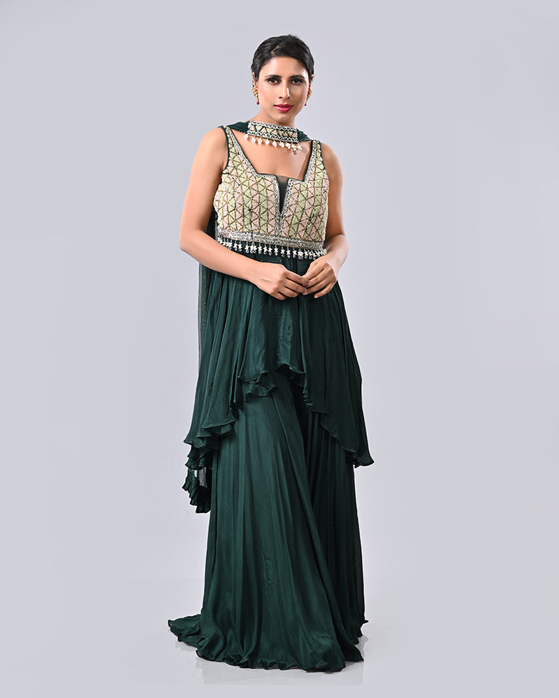 Hunter Green Tassel Sharara