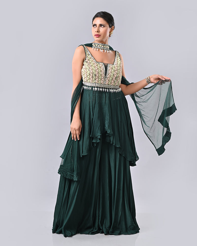Hunter Green Tassel Sharara