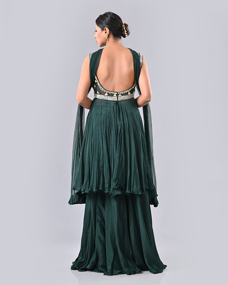 Hunter Green Tassel Sharara