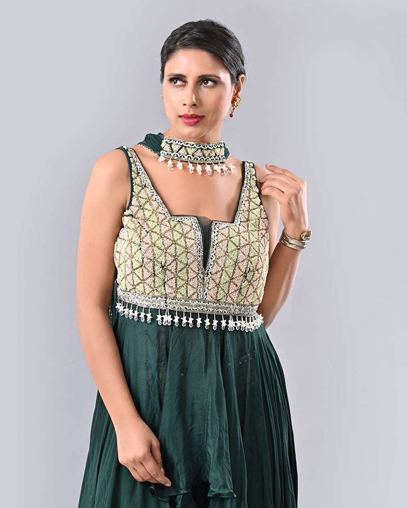 Hunter Green Tassel Sharara