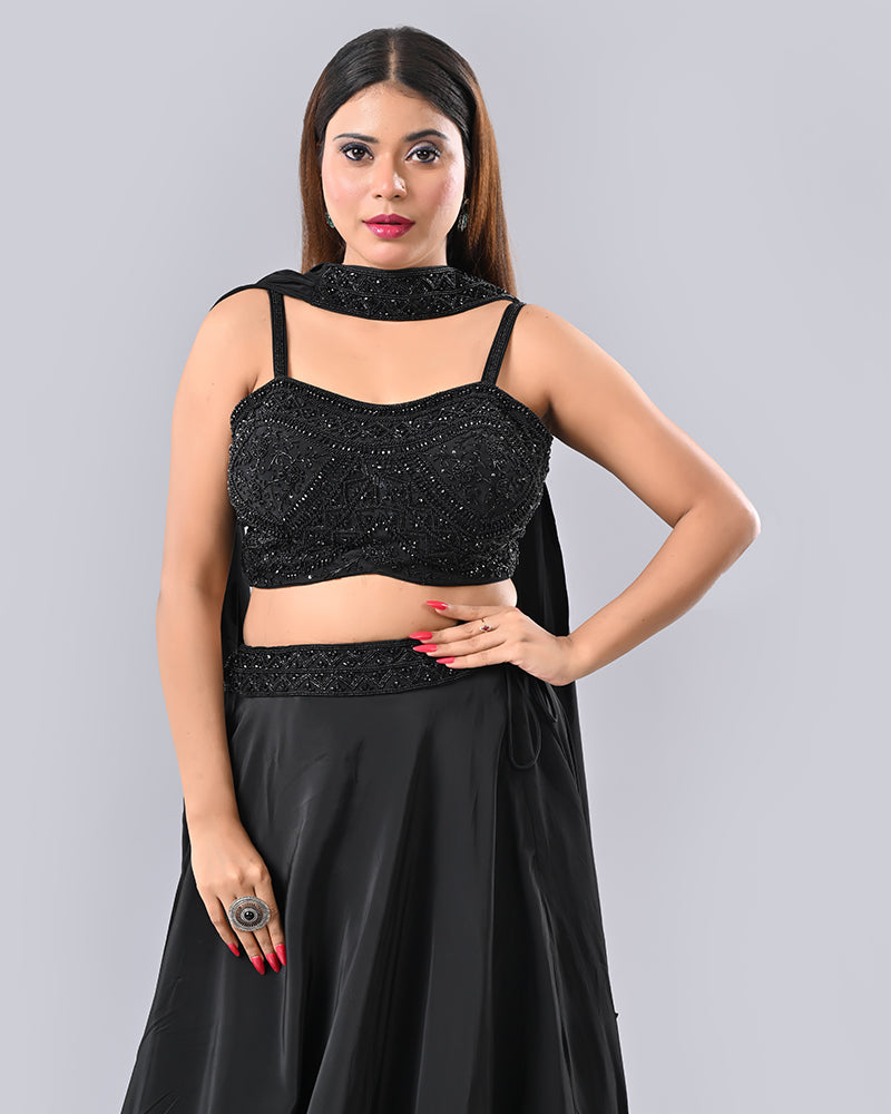 Black Luxe Pearl Lehenga