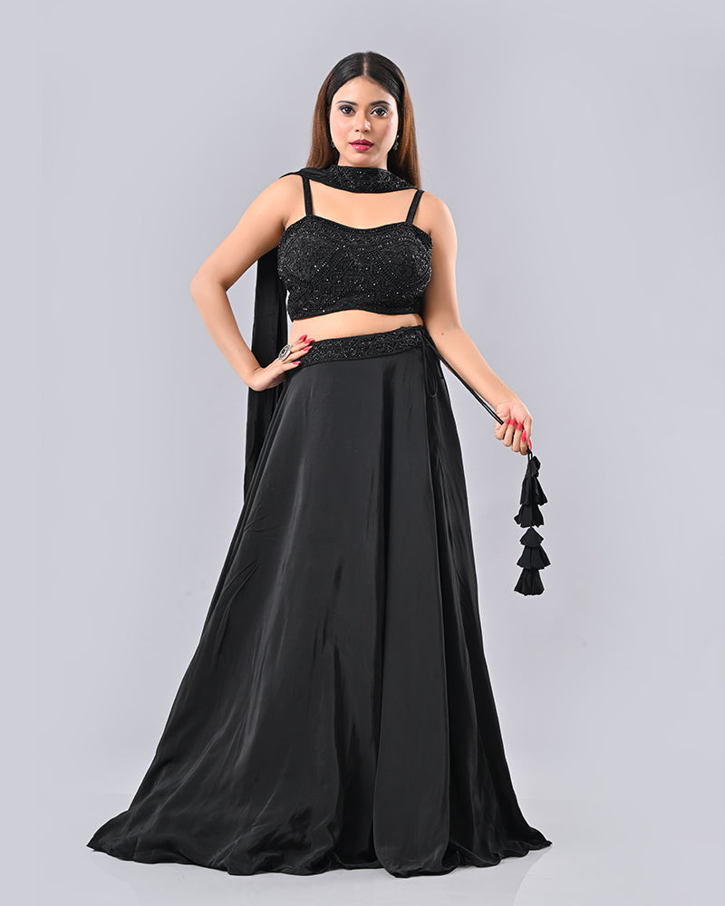 Black Luxe Pearl Lehenga