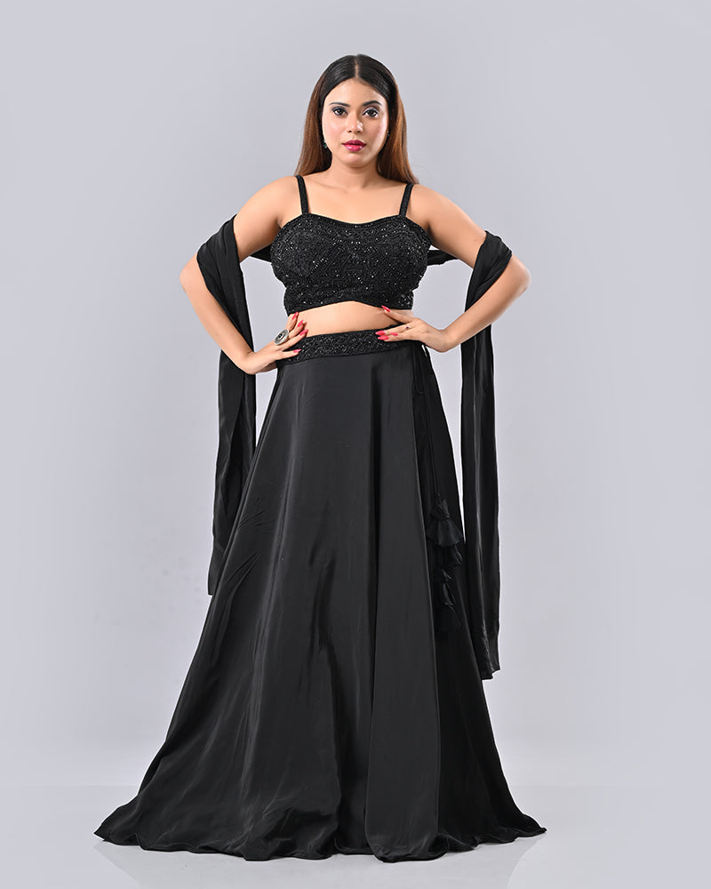 Black Luxe Pearl Lehenga