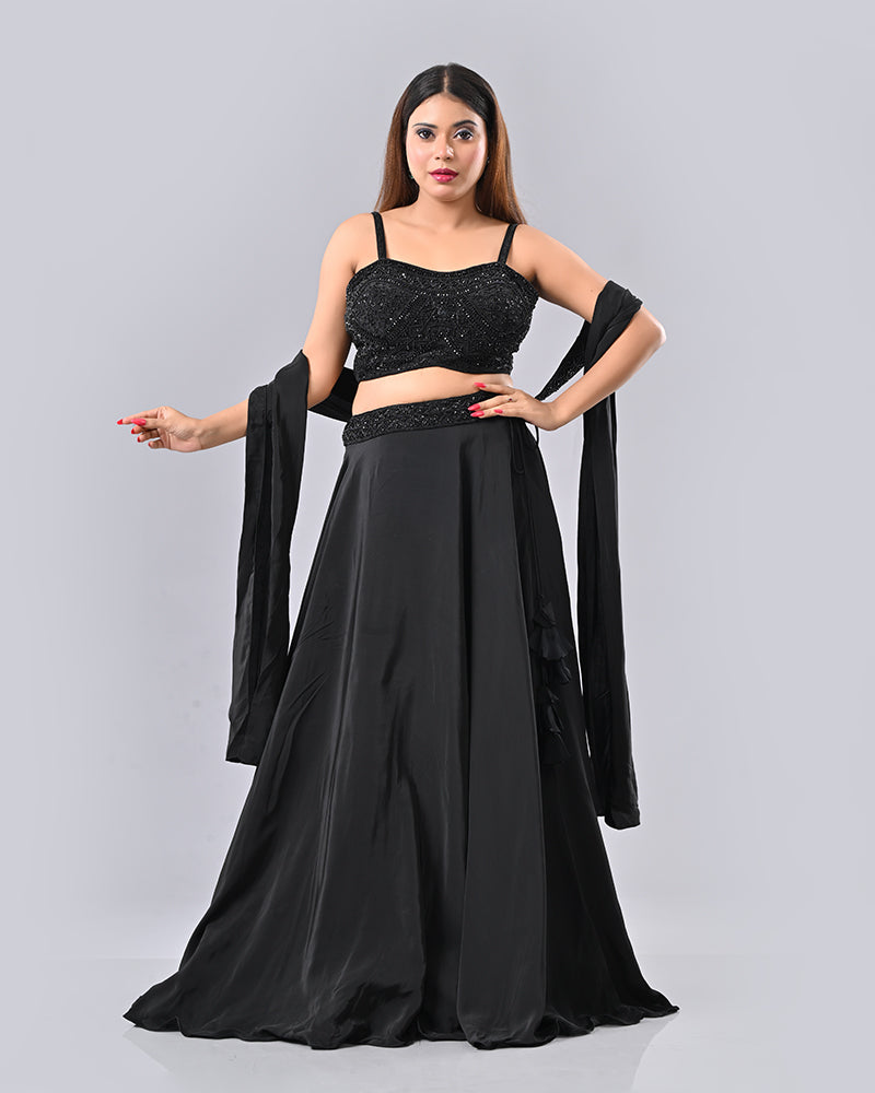 Black Luxe Pearl Lehenga