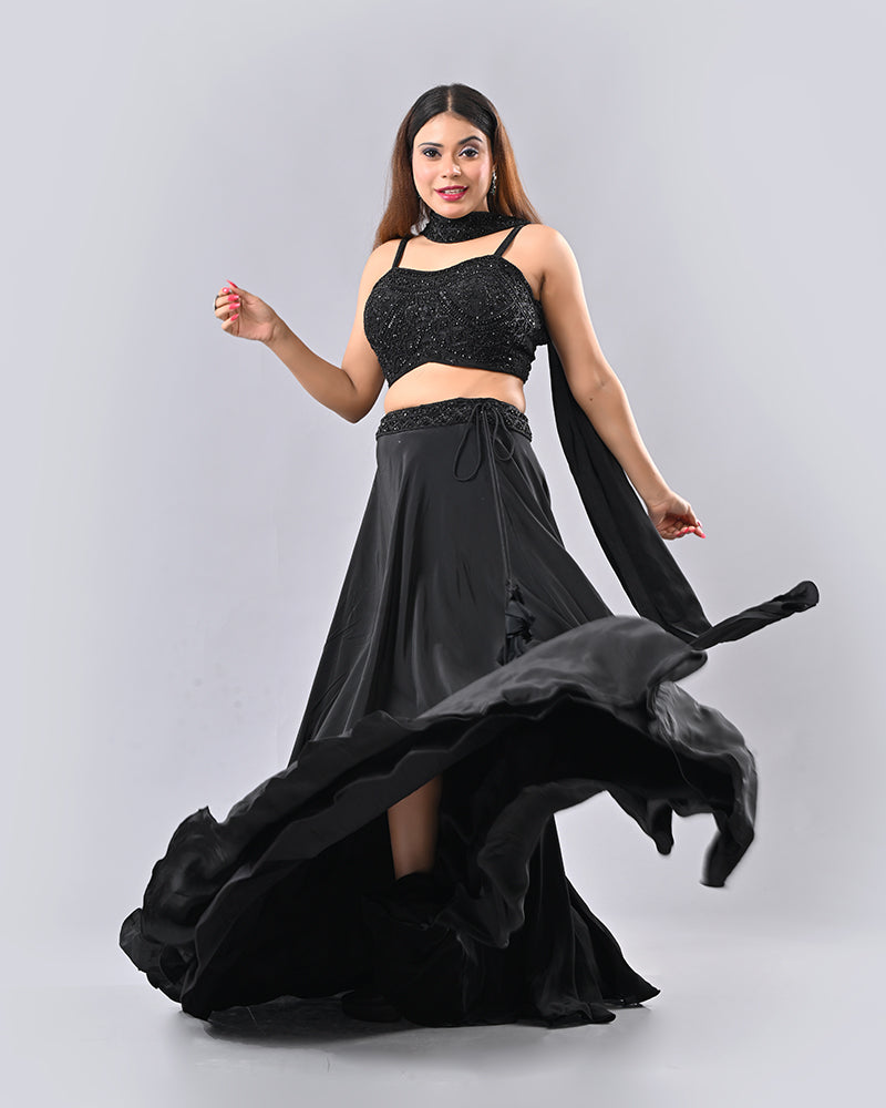 Black Luxe Pearl Lehenga