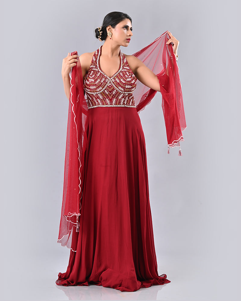 Maroon Radiance Anarkali