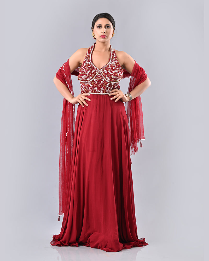 Maroon Radiance Anarkali