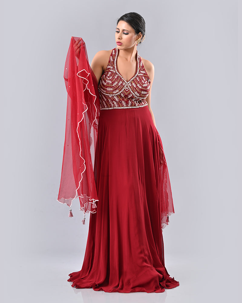 Maroon Radiance Anarkali