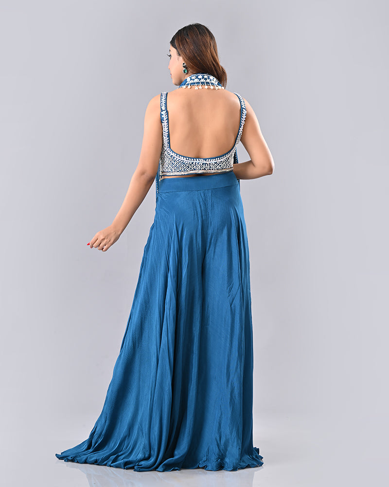 Teal Sparkle Tassel Sharara