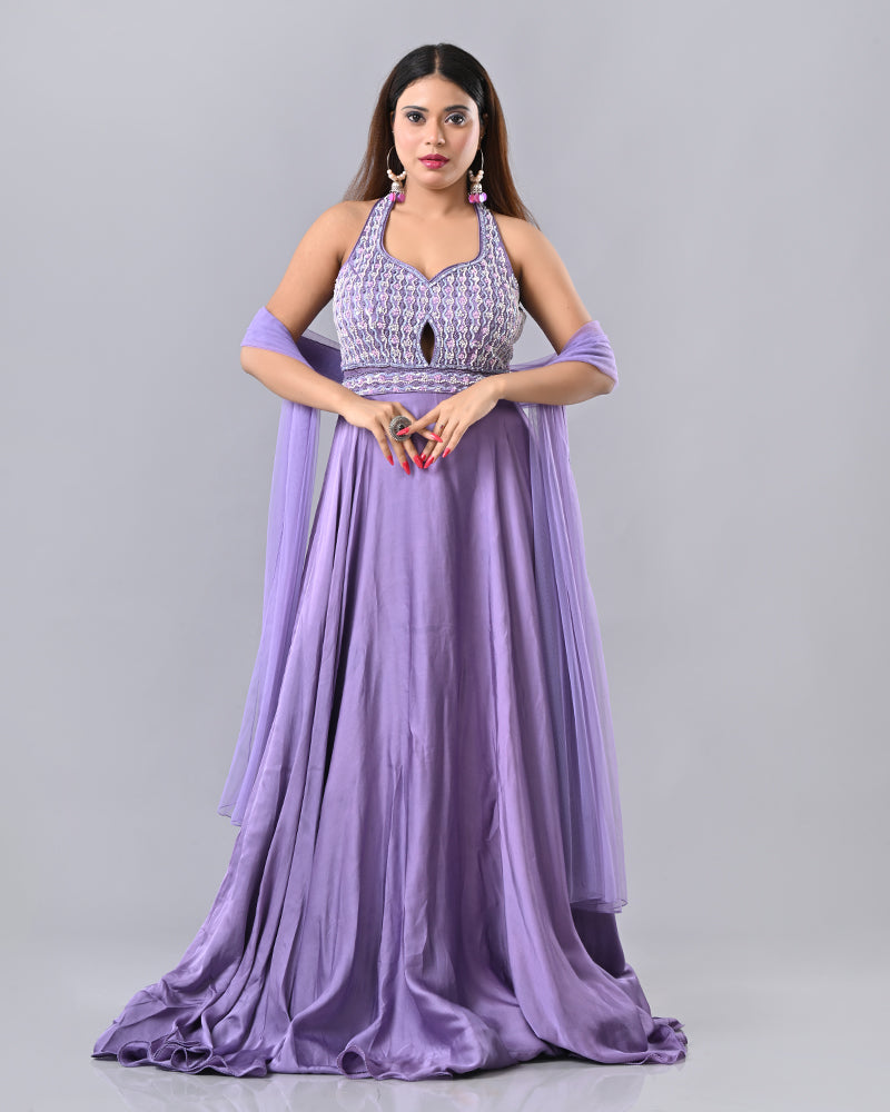 Violet Stone Glow Anarkali