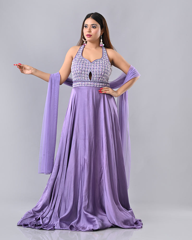 Violet Stone Glow Anarkali
