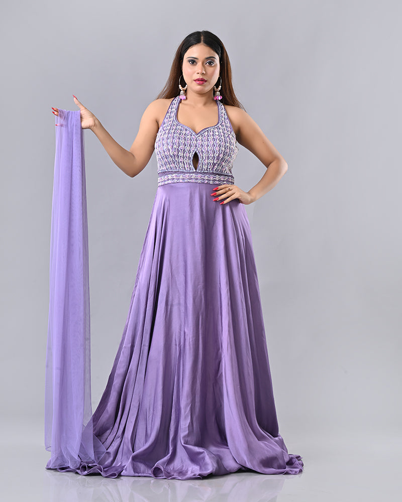 Violet Stone Glow Anarkali