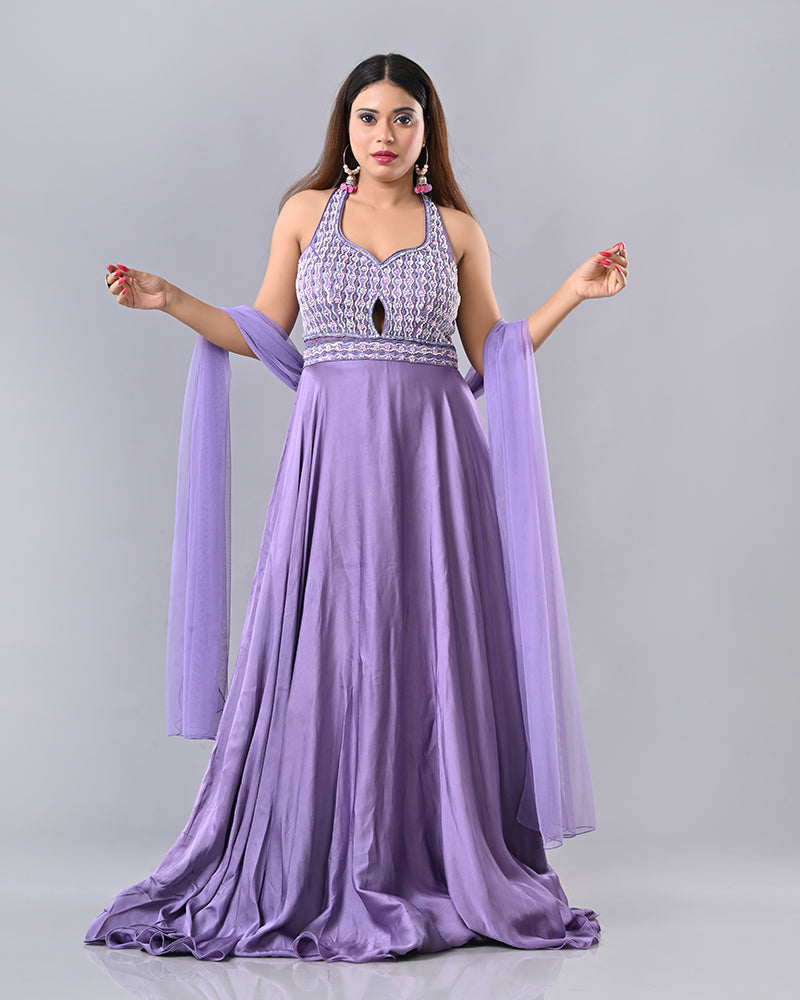 Violet Stone Glow Anarkali