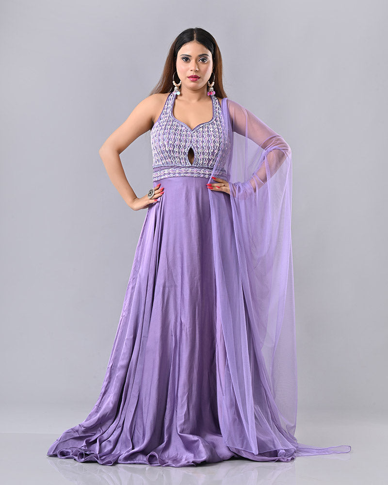 Violet Stone Glow Anarkali