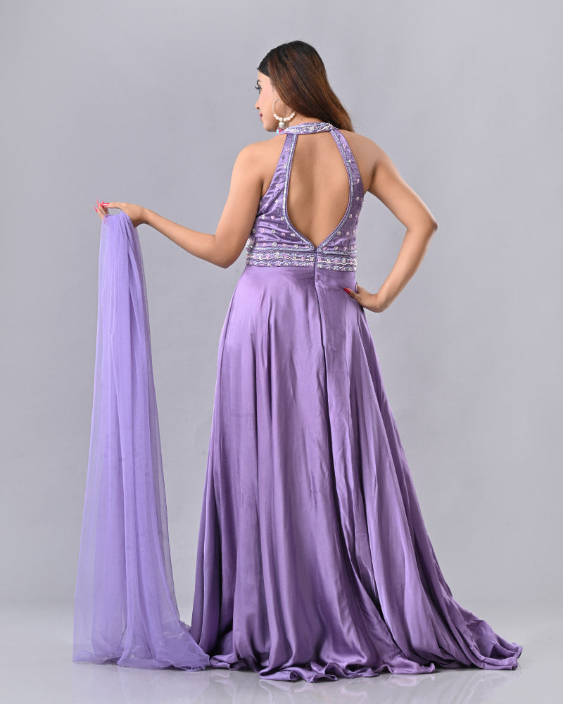 Violet Stone Glow Anarkali