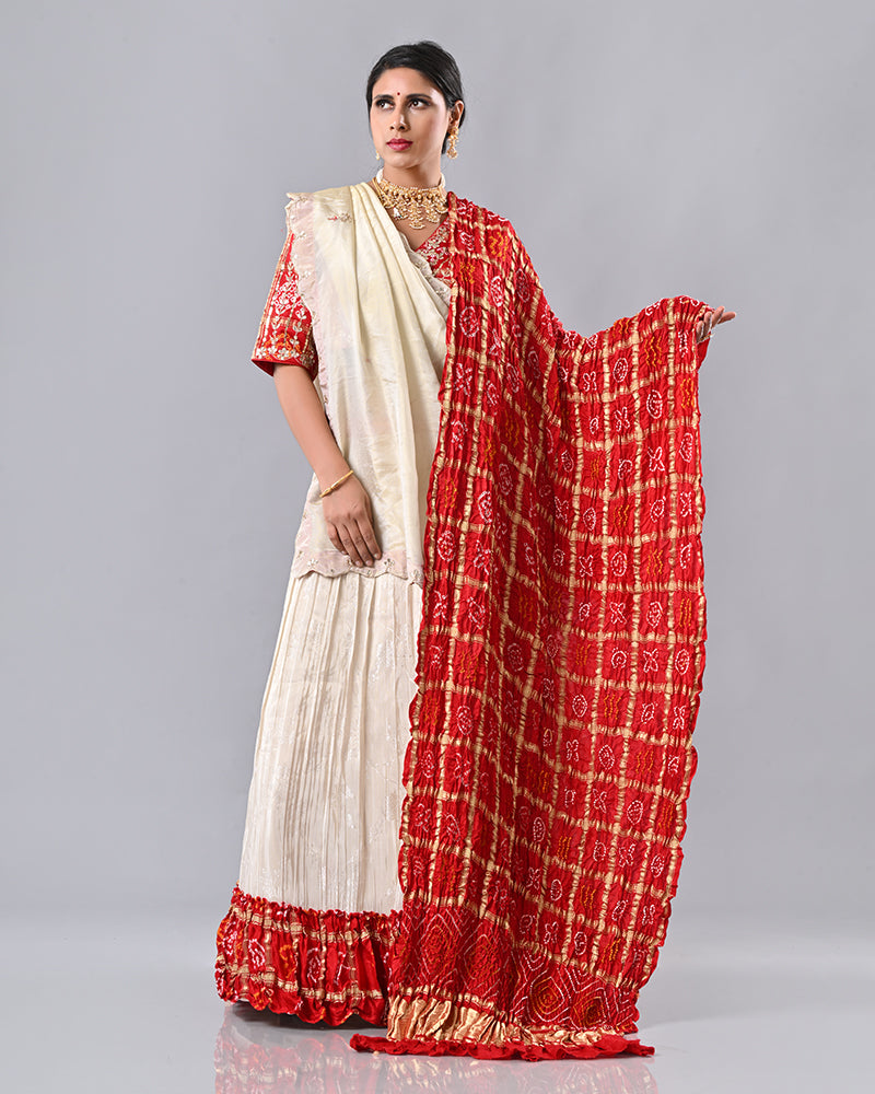 Red Embroidered Grace Dupatta