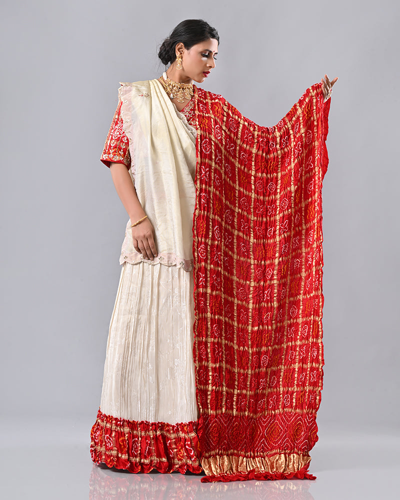 Red Embroidered Grace Dupatta