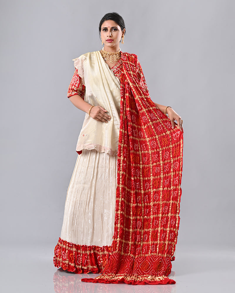 Red Embroidered Grace Dupatta