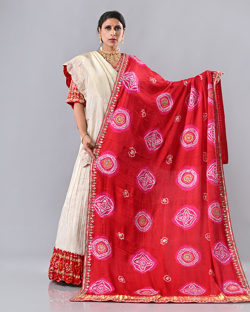Red Pearl Charm Dupatta