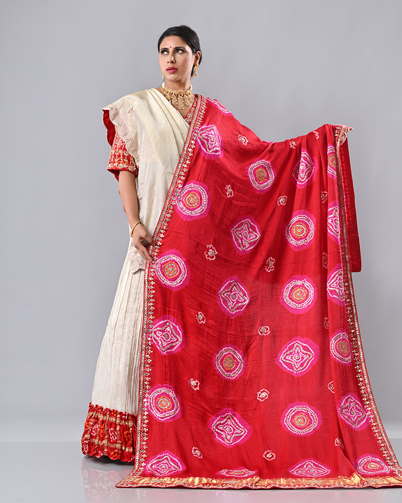 Red Pearl Charm Dupatta