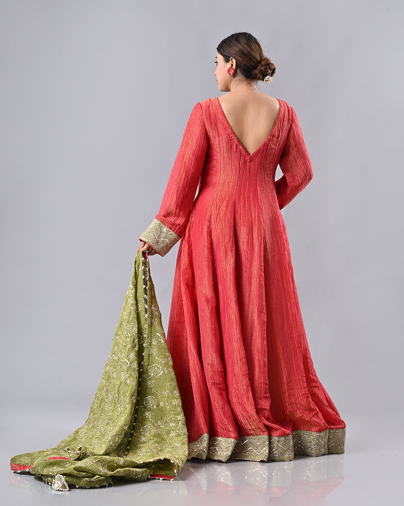 Coral Zardosi Embroidered Anarkali
