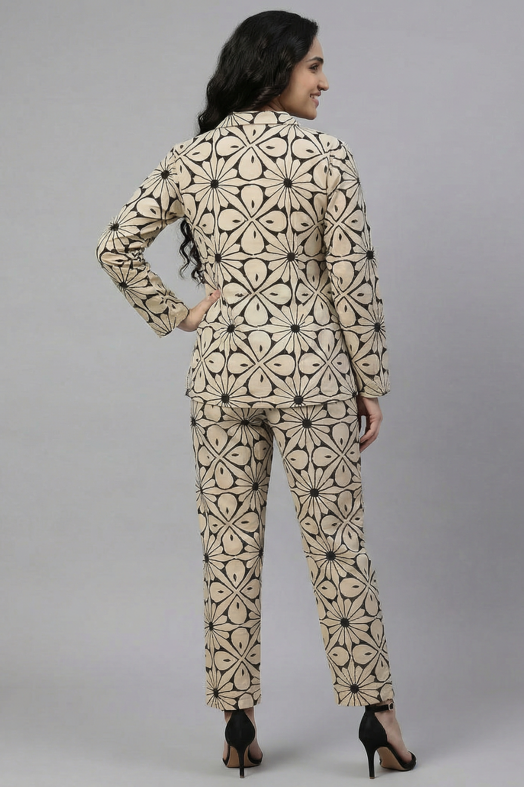 Floral Hand Block Print 3-Piece Cotton Co-ord Set