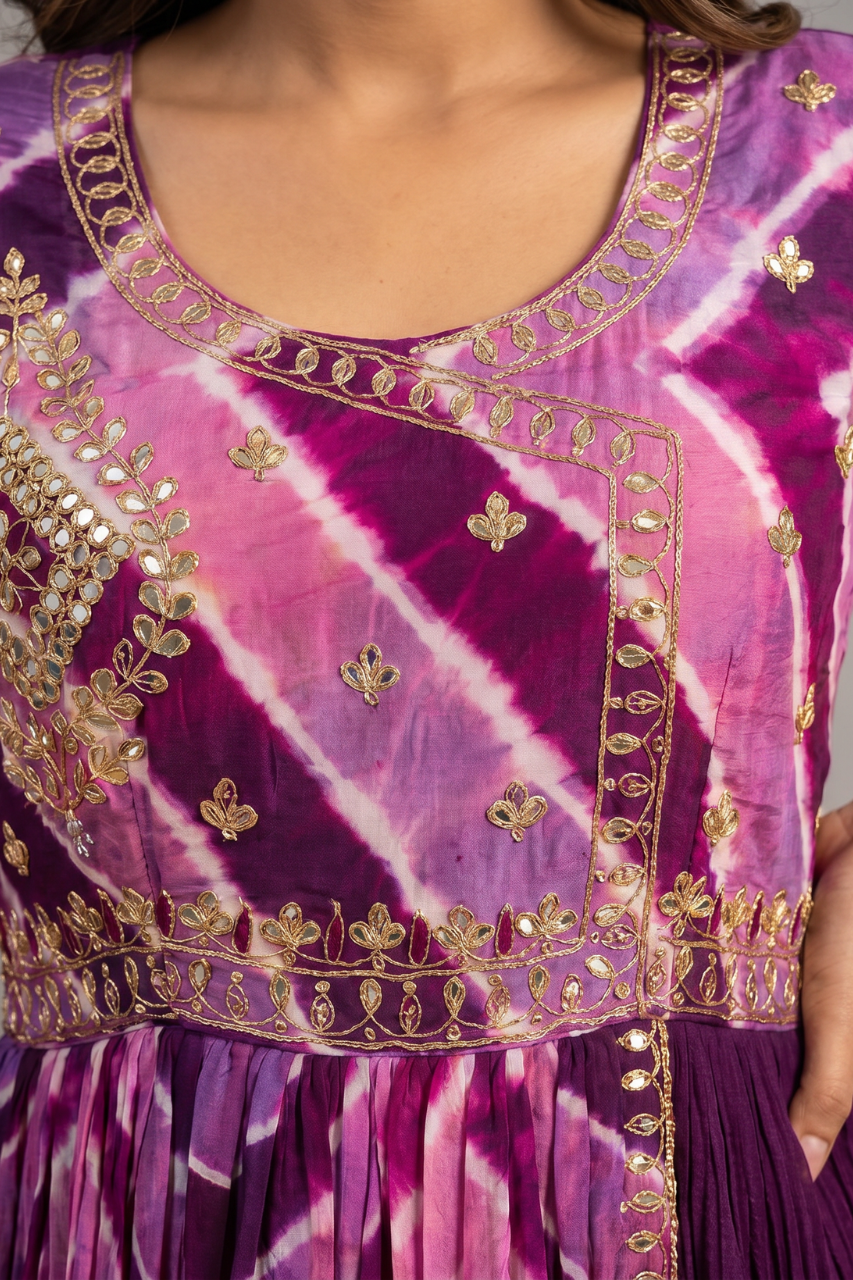 Purple Organza and Chiffon Gown