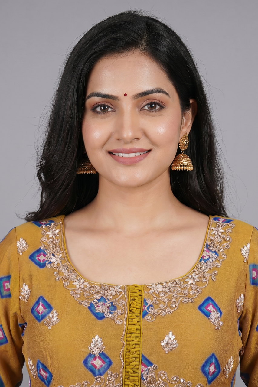 Mustard Modal Silk Gown with Handwork