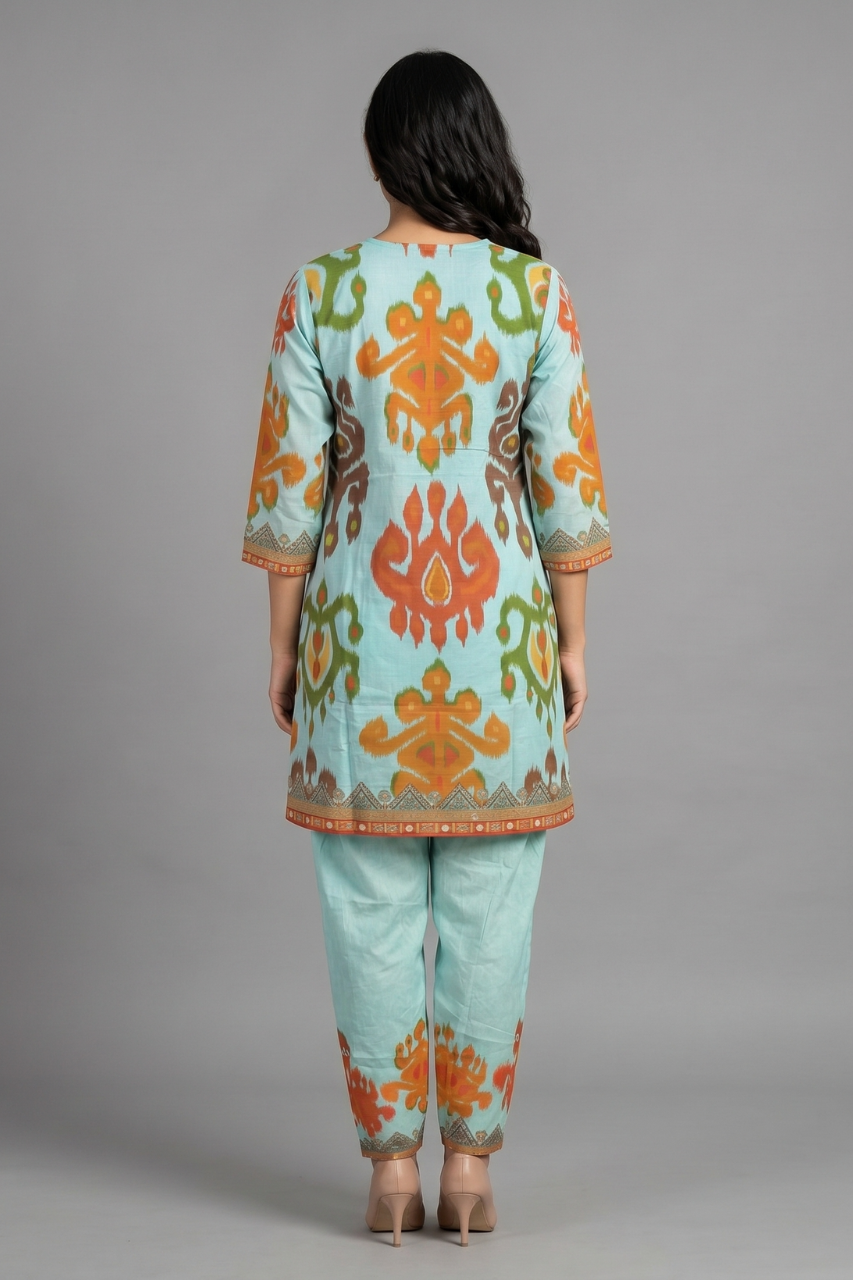Printed Pure Cotton Co-ord Set in Mint Green