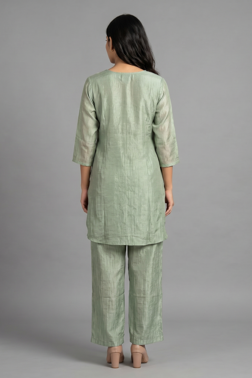 Sage Green Crush Shimmer Sequined Co-ord Set