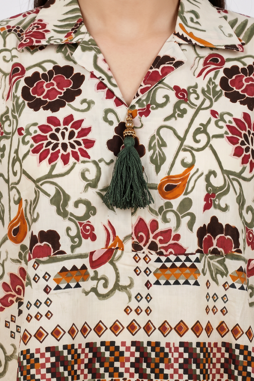 Vintage Floral Muslin High-Low Co-ord Set