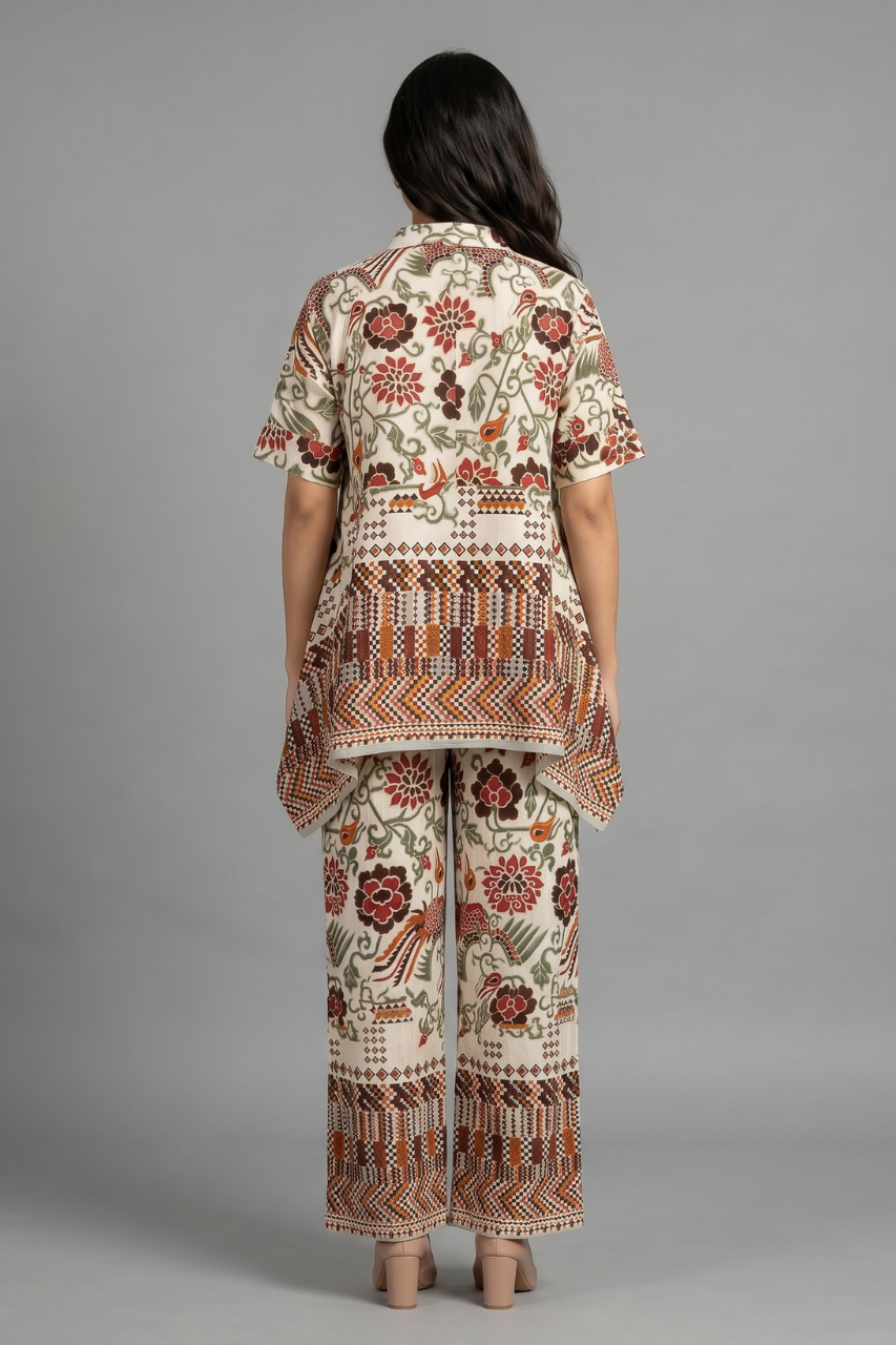 Vintage Floral Muslin High-Low Co-ord Set
