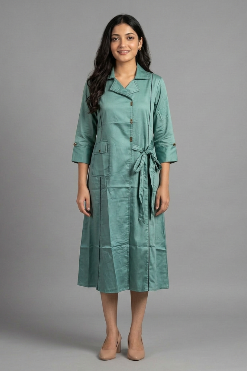 Elegant Teal Wrap-Style Tunic