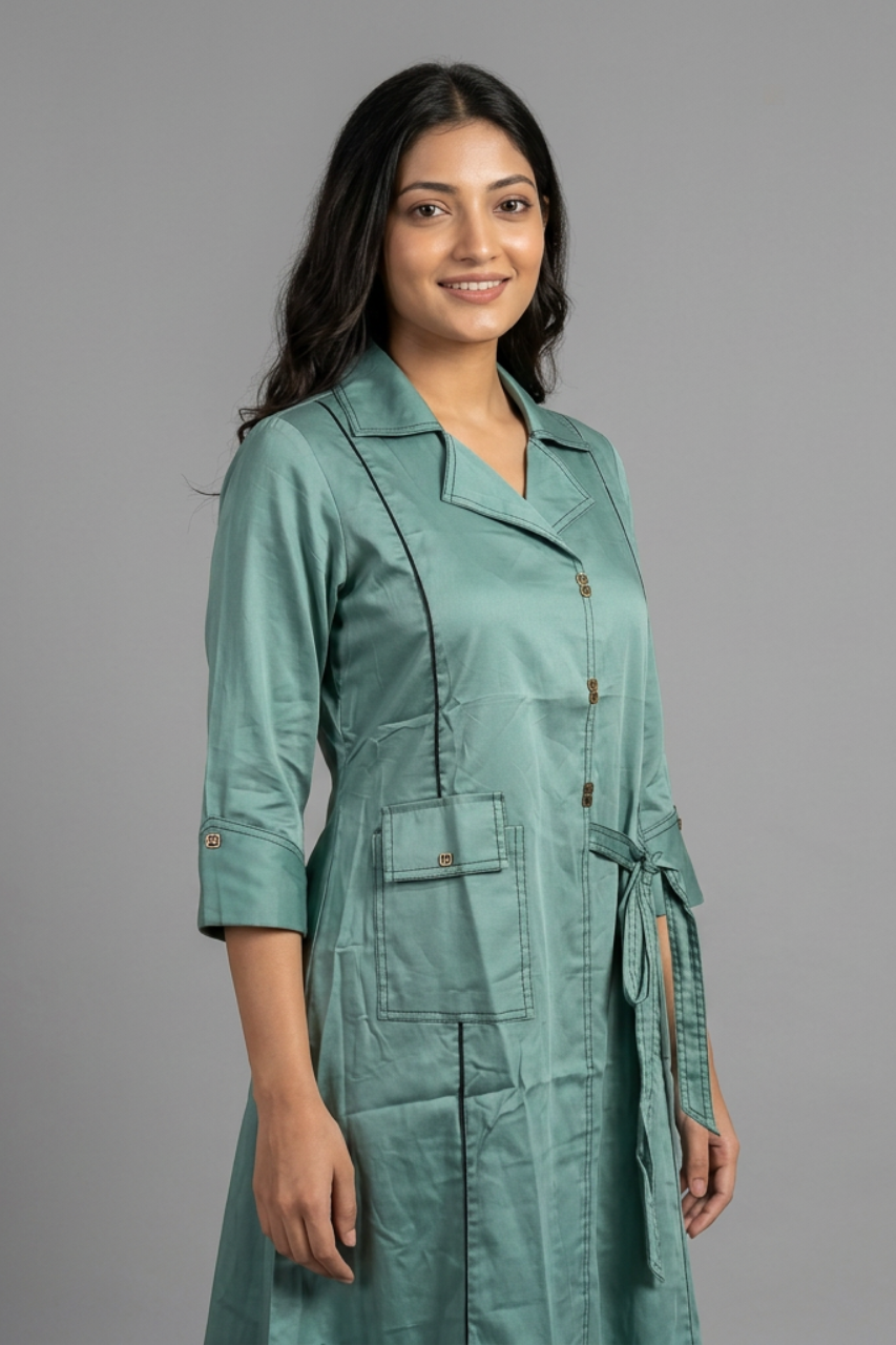 Elegant Teal Wrap-Style Tunic